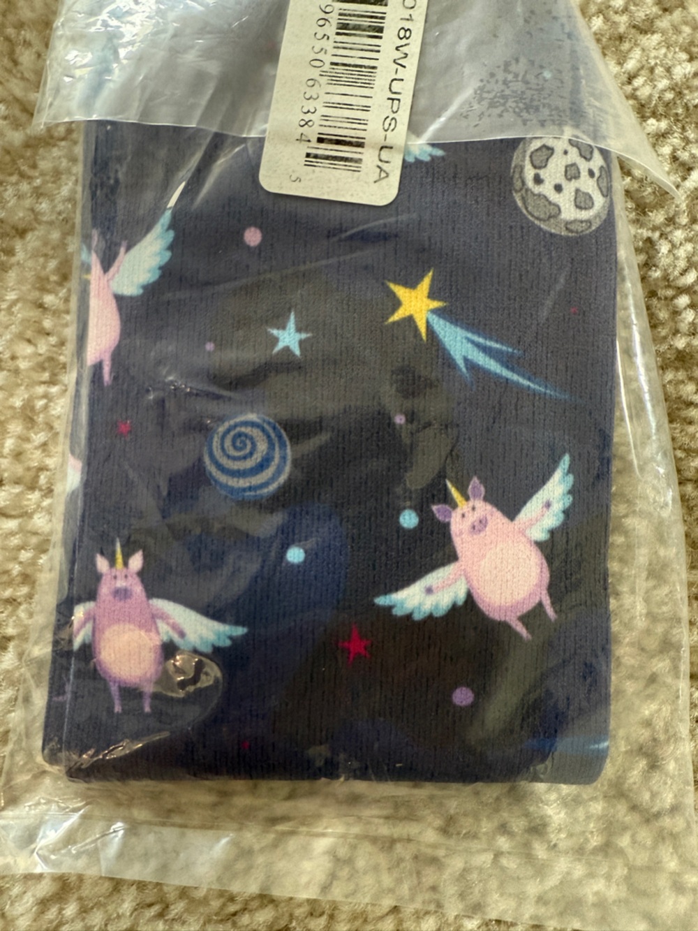 Cutieful Women's Navy Flying Pigs Space Print Wide Calf Socks - Picture 2 of 2